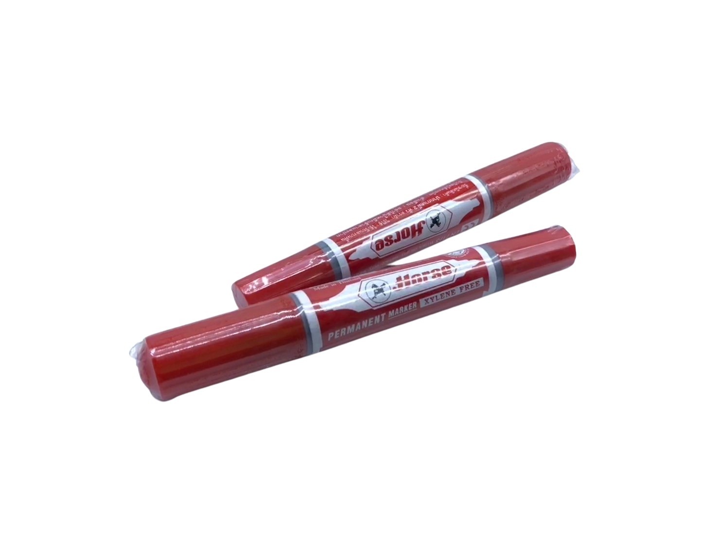 ปากกาเคมี ตราม้า 2 หัว สีแดง ชนิดลบไม่ได้ Permanent - Image 4