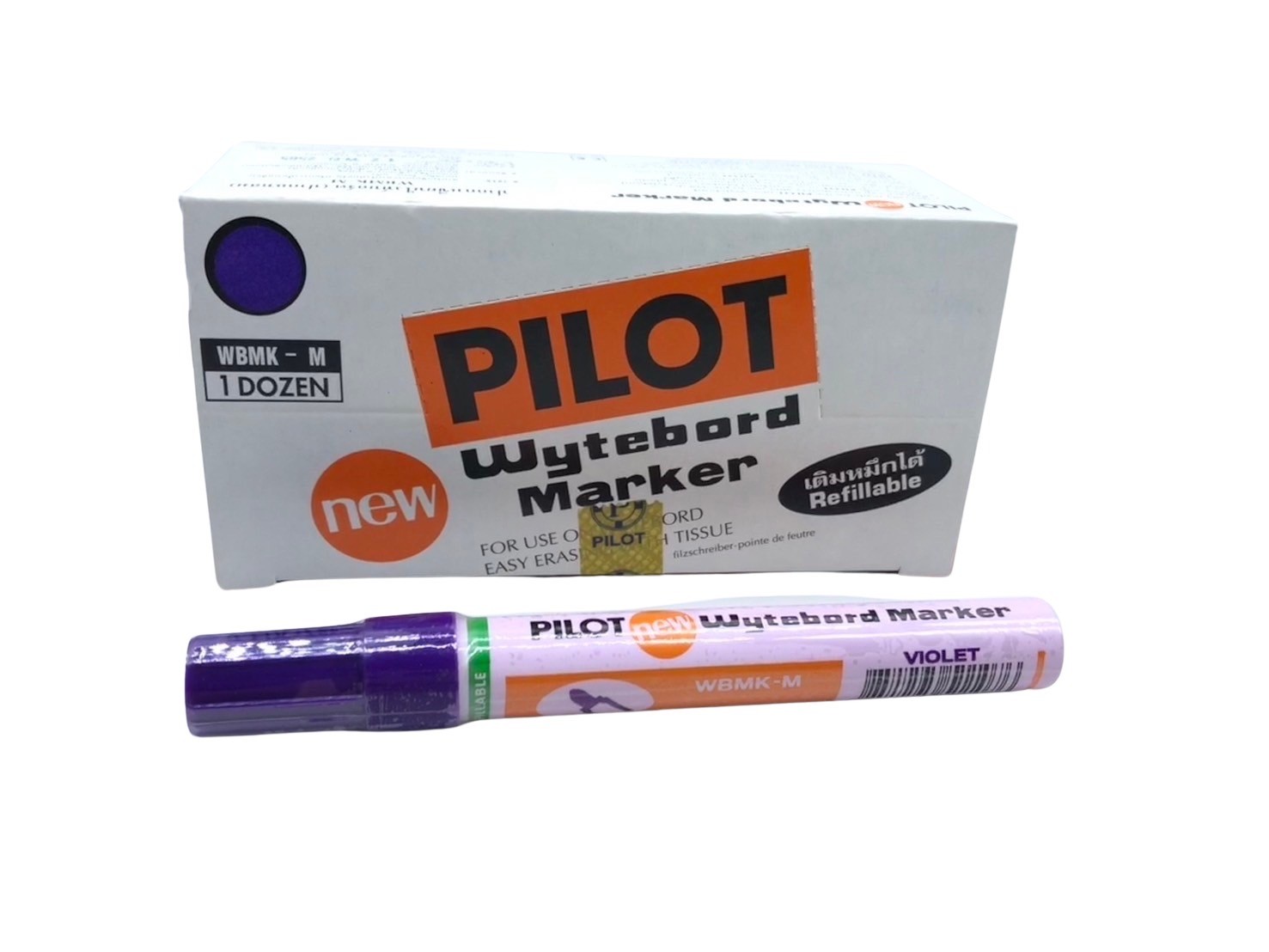 PILOT ปากกาไวท์บอร์ดหัวแหลม สีม่วง รุ่น WBMK-M (1.5-2 มม.) - Image 2