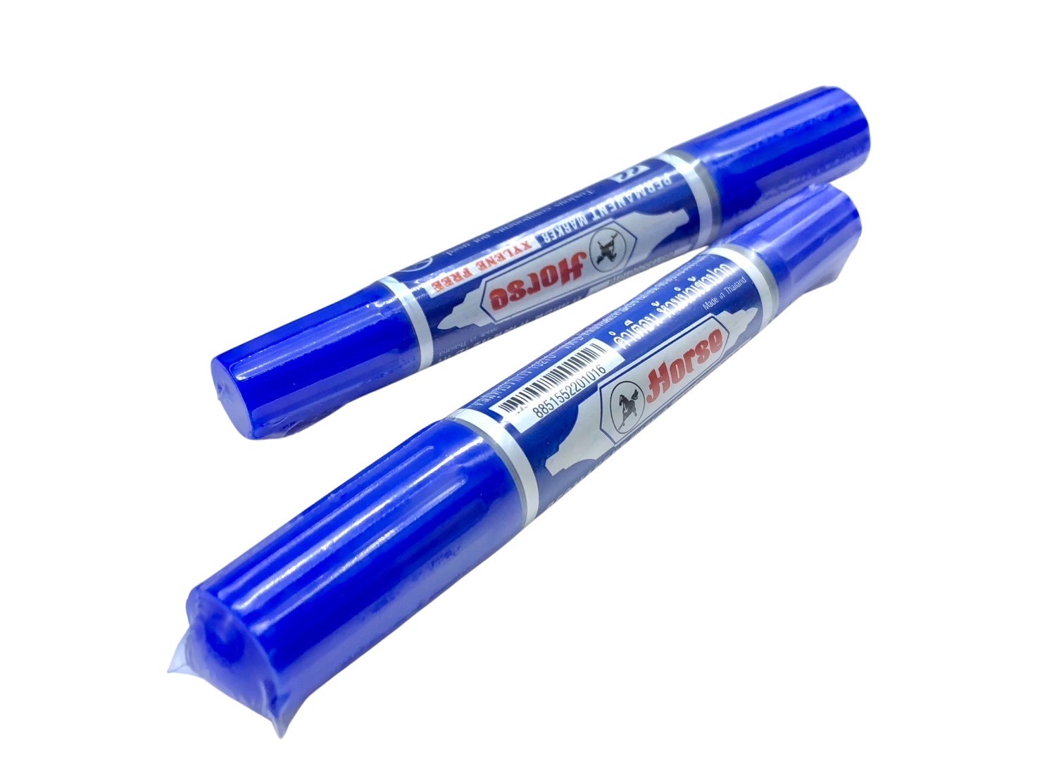 ปากกาเคมี ตราม้า 2 หัว สีน้ำเงิน ชนิดลบไม่ได้ Permanent - Image 3