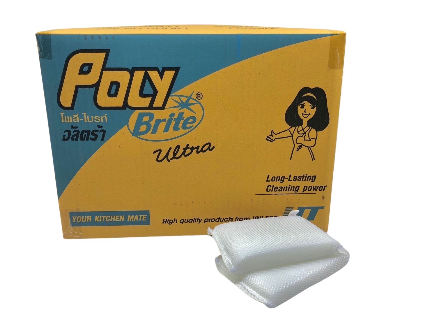 ฟองน้ำล้างจาน ฟองน้ำหุ้มตาข่าย POLY BRITE สีขาว (8ชิ้น/แพ็ค) - Image 2